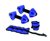 Life Fitness Kit gym equipment - versatile and durable. Picture shows 2 dumbells and 2 leg weights. One is unrolled.